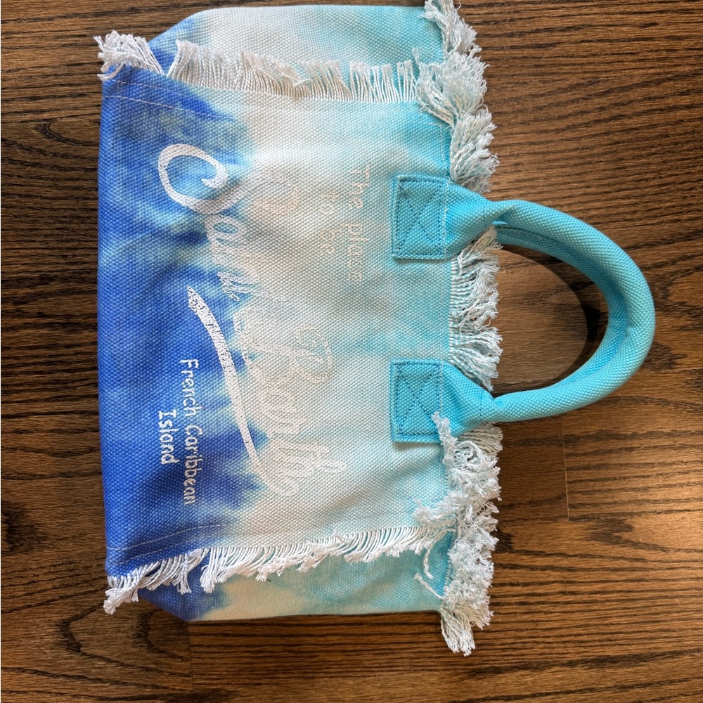 Calypso St. Barth Turquoise and White Tote